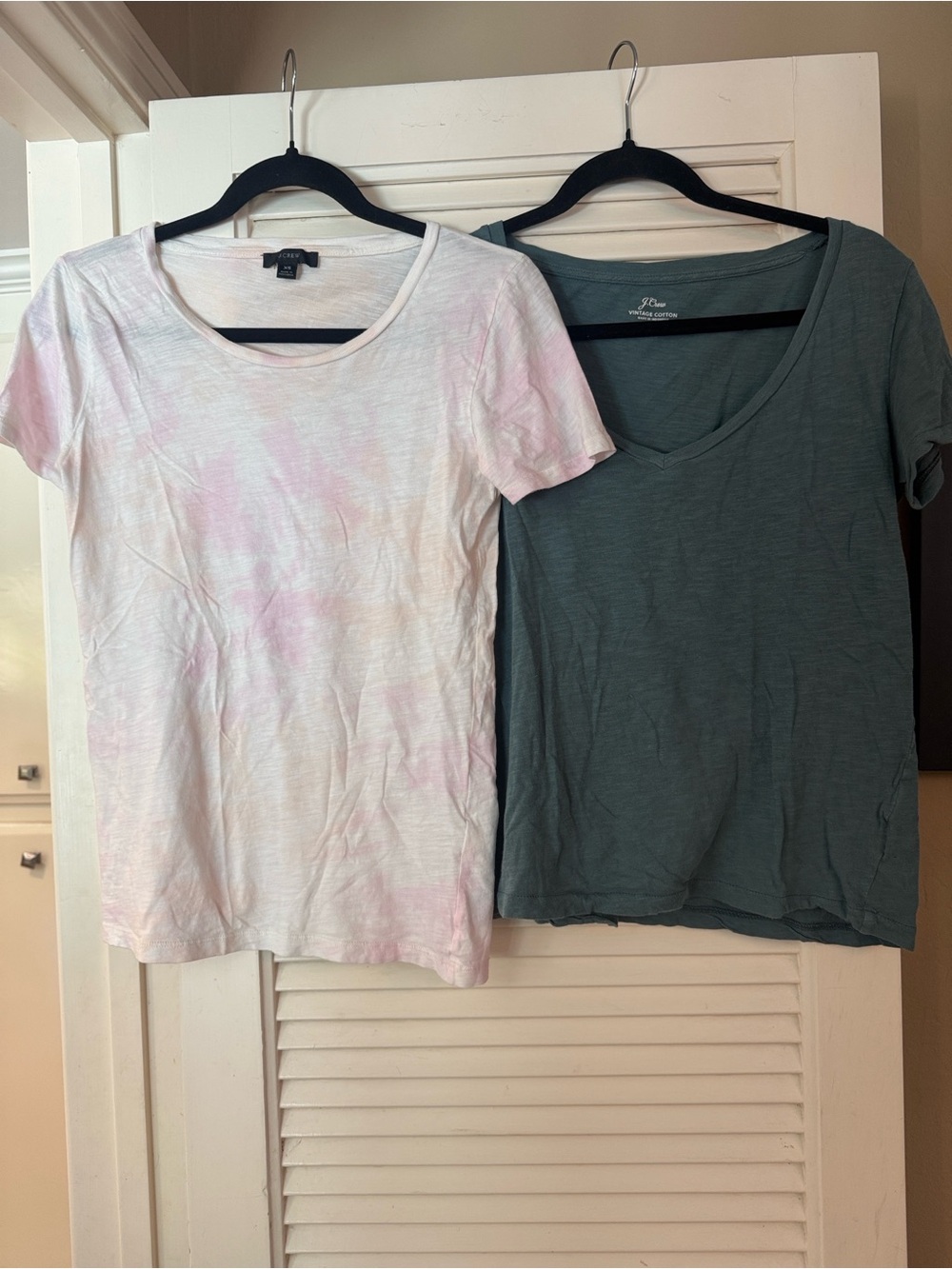 J. Crew Women's Short Sleeve Tees — Pale Pink Tie-Dye & green